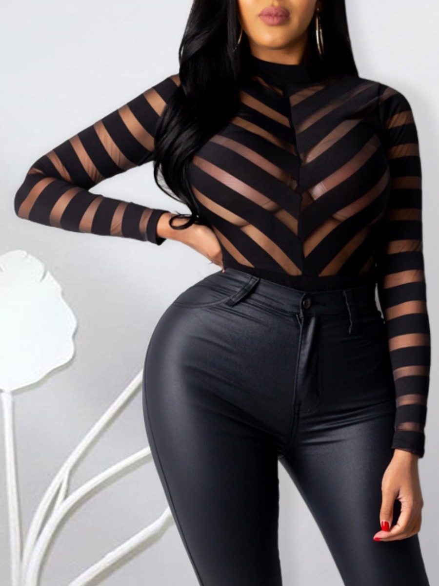 

Lovely Sexy Mesh Patchwork Black Base Layer(No-positioning Printing)