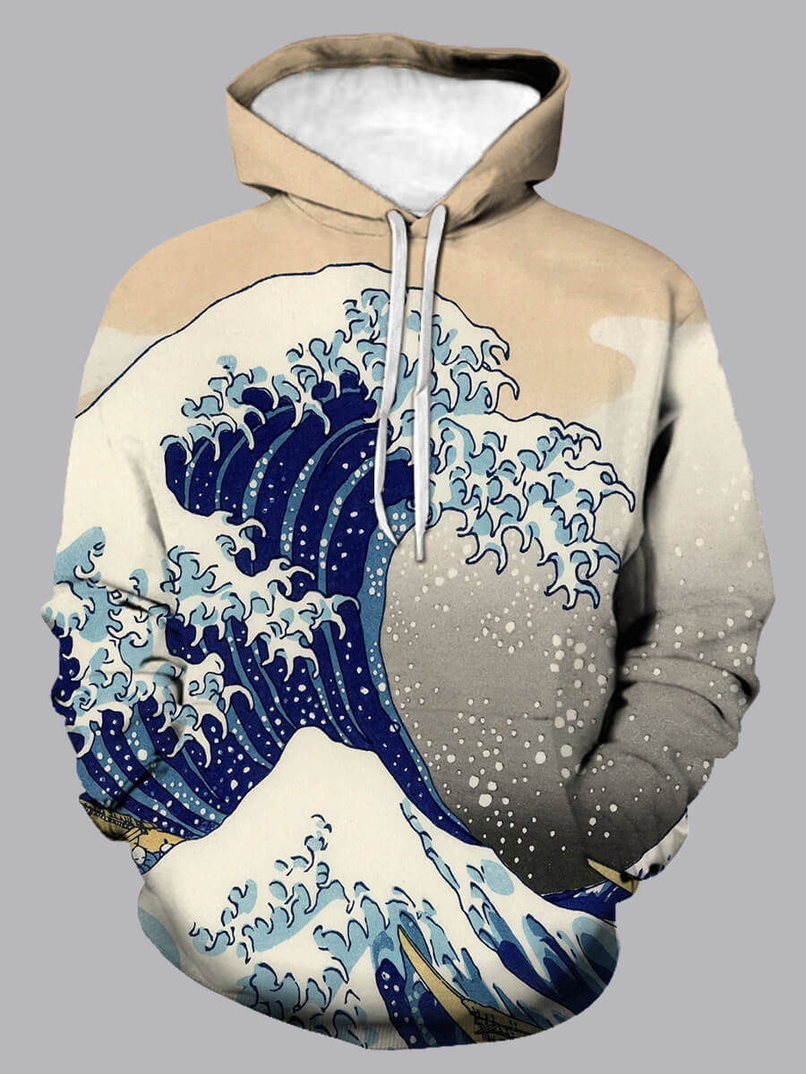 

Lovely Casual Hooded Collar Print Drawstring Multicolor Men Hoodie, Multi