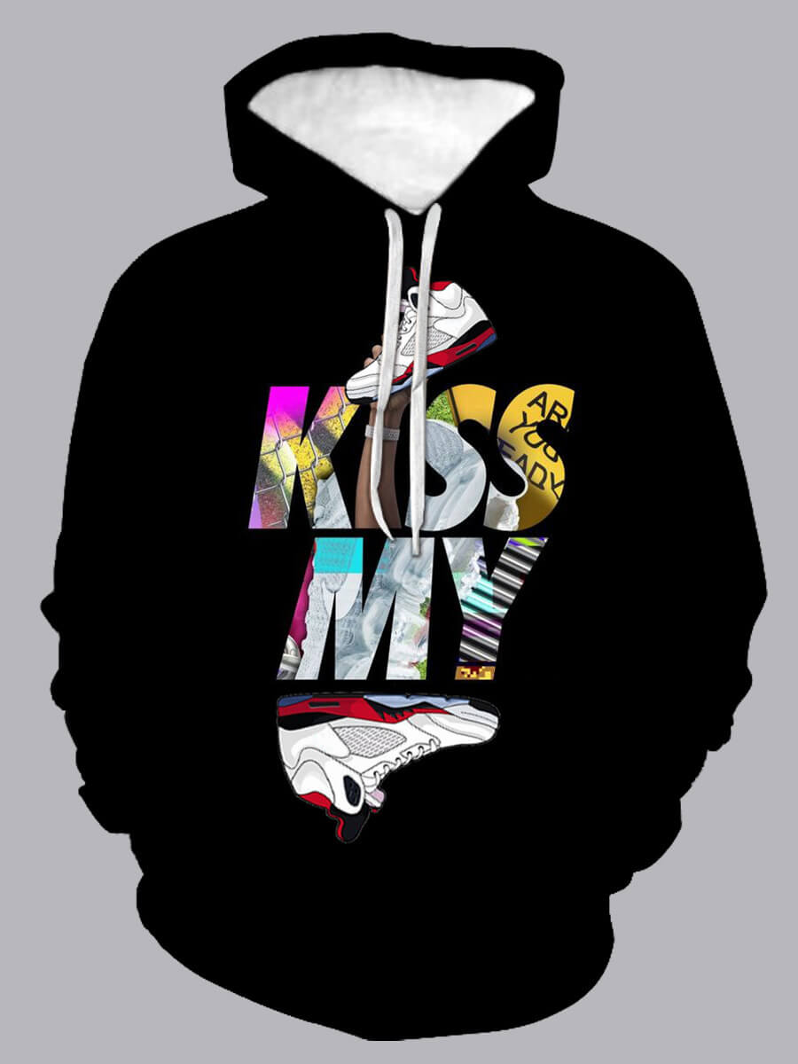 

Lovely Sportswear Hooded Collar Letter Print Black Boy Hoodie