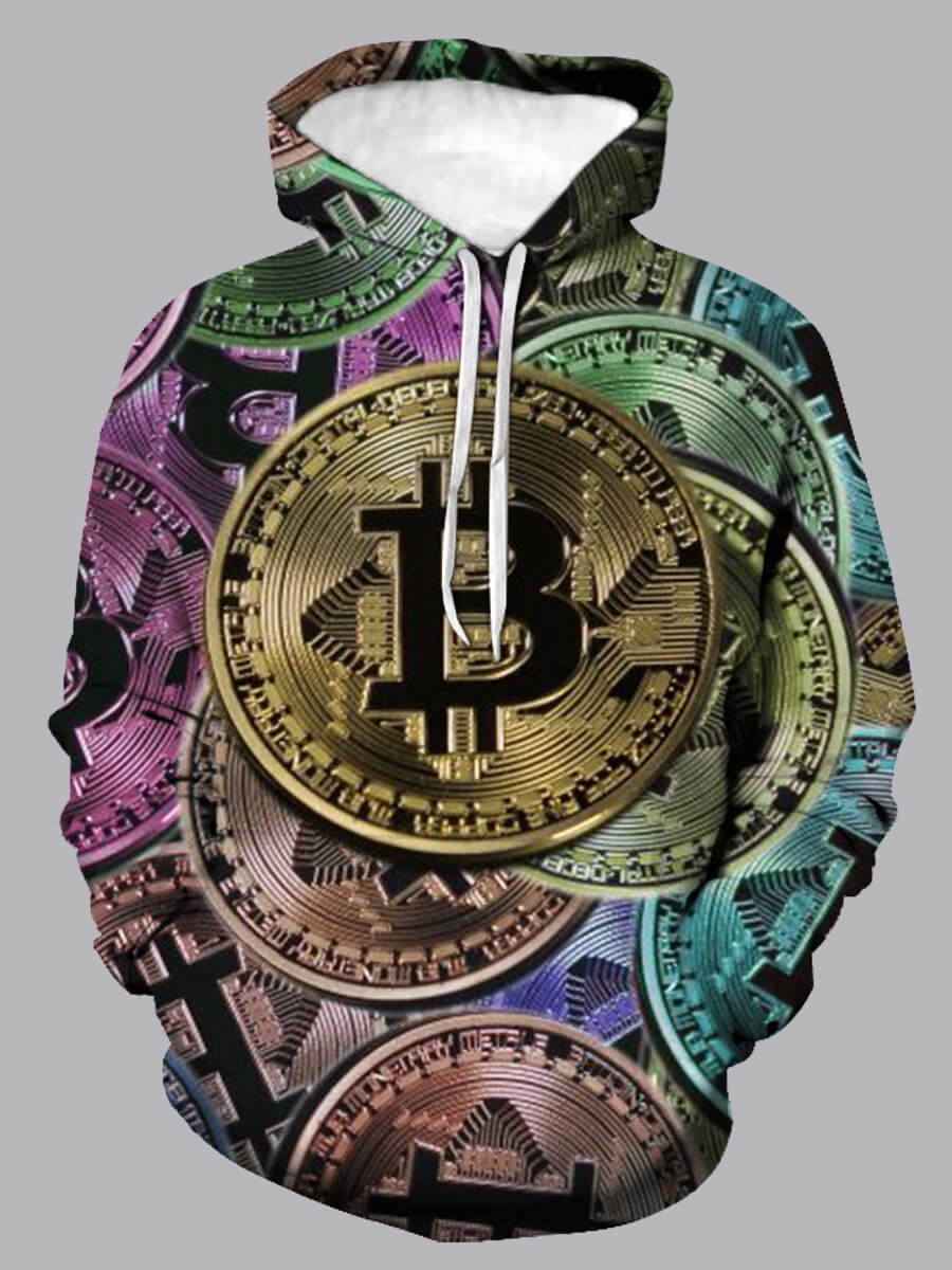 

Lovely Stylish Coin Print Patchwork Multicolor Men Hoodie, Multi