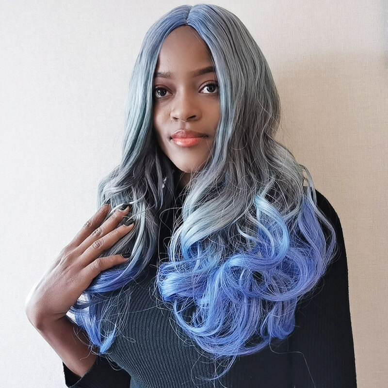 Lovely Casual Gradient Blue Wig