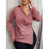 Lovely Stylish Side Slit Fold Design Dark Pink Blo