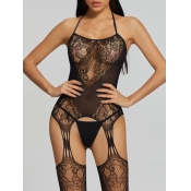 LW SXY Mesh Patchwork Black Bodystocking