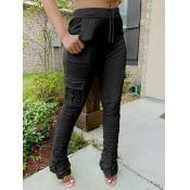 Lovely Stylish Side Pocket Fold Design Black Pants