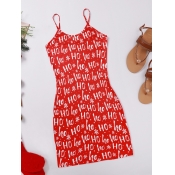 Lovely Sweet Christmas Day Letter Print Red Sleepw