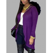 Lovely Casual Hooded Collar Hollow-out Purple Hood
