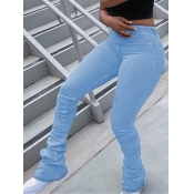 LW Casual Fold Design Skinny Canal Blue Jeans