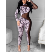 LW Sexy Half A Turtleneck Patchwork See-through Gr