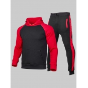 LW Men Hooded Collar Kangaroo Pocket Tracksuit Set