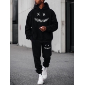 LW Men Casual Hooded Collar Letter Print White Two