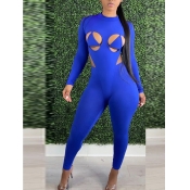 Lovely Sexy Half A Turtleneck Hollow-out Blue Two 