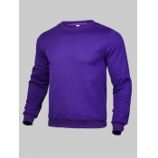 Lovely Casual O Neck Nonelastic Purple Men Hoodie
