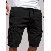 LW COTTON Men Casual Mid Waist Pocket Design Black