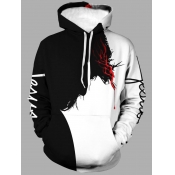 LW Men Letter Print Patchwork Hoodie