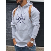 Lovely Men Casual Hooded Collar Print Baby Blue Ho