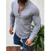 Lovely Men Casual Mandarin Collar Button Design Gr