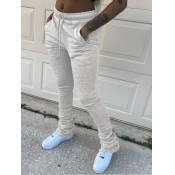 Lovely Street Drawstring Fold Design Grey Pants