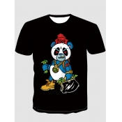 LW Men Polyester Cartoon Print Regular T-shirt