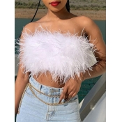 Lovely Sweet Off The Shoulder Tassel Design White 