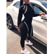 Lovely Sportswear Patchwork Skinny Black One-piece