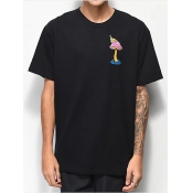 Lovely Men Casual O Neck Graffiti Print Black T-sh