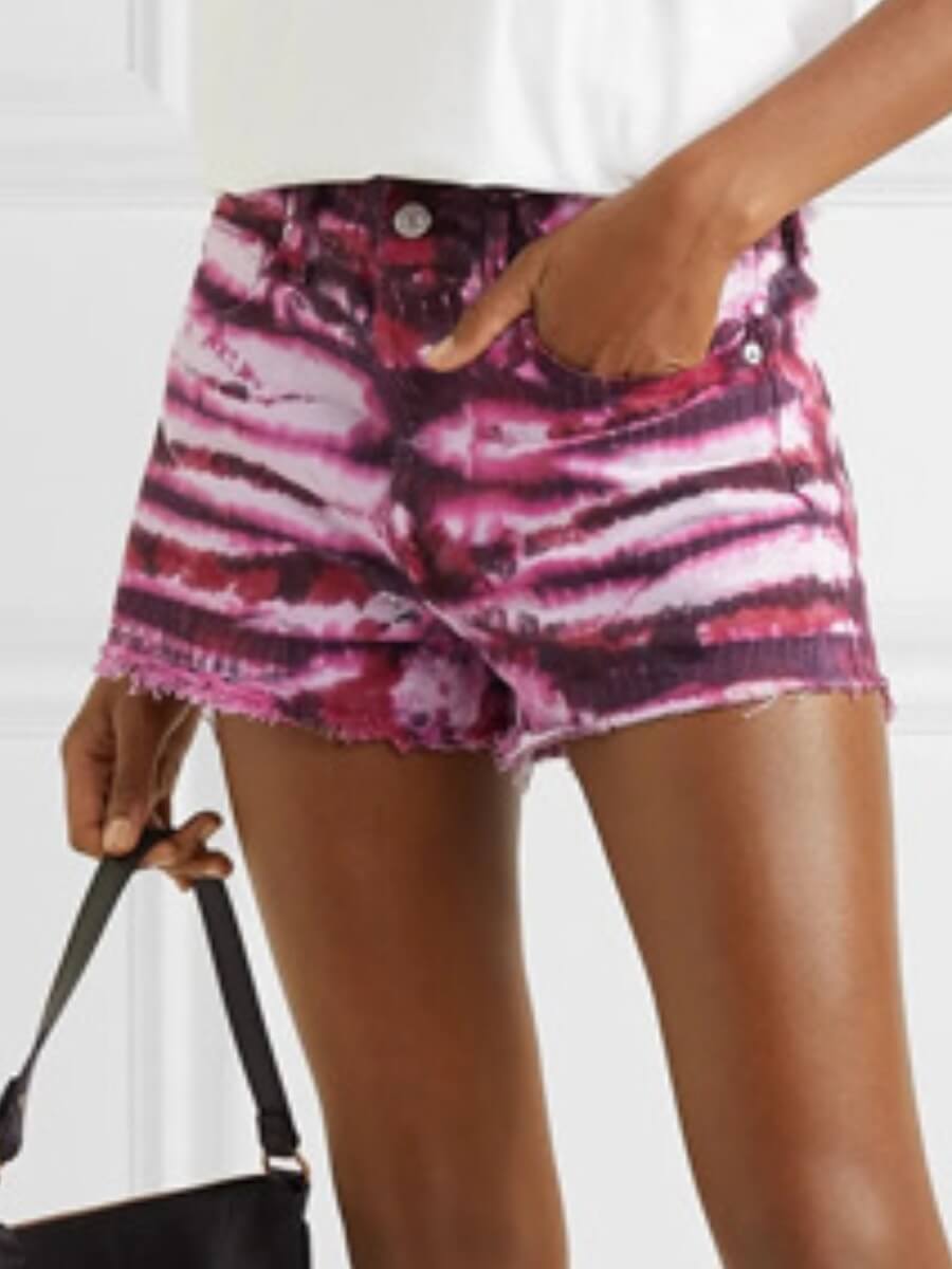 

Lovely Chic Tie-dye Raw Edge Light Purple Denim Shorts