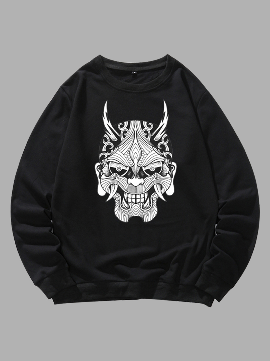 

Lovely Men Casual O Neck Graffiti Print Black Hoodie