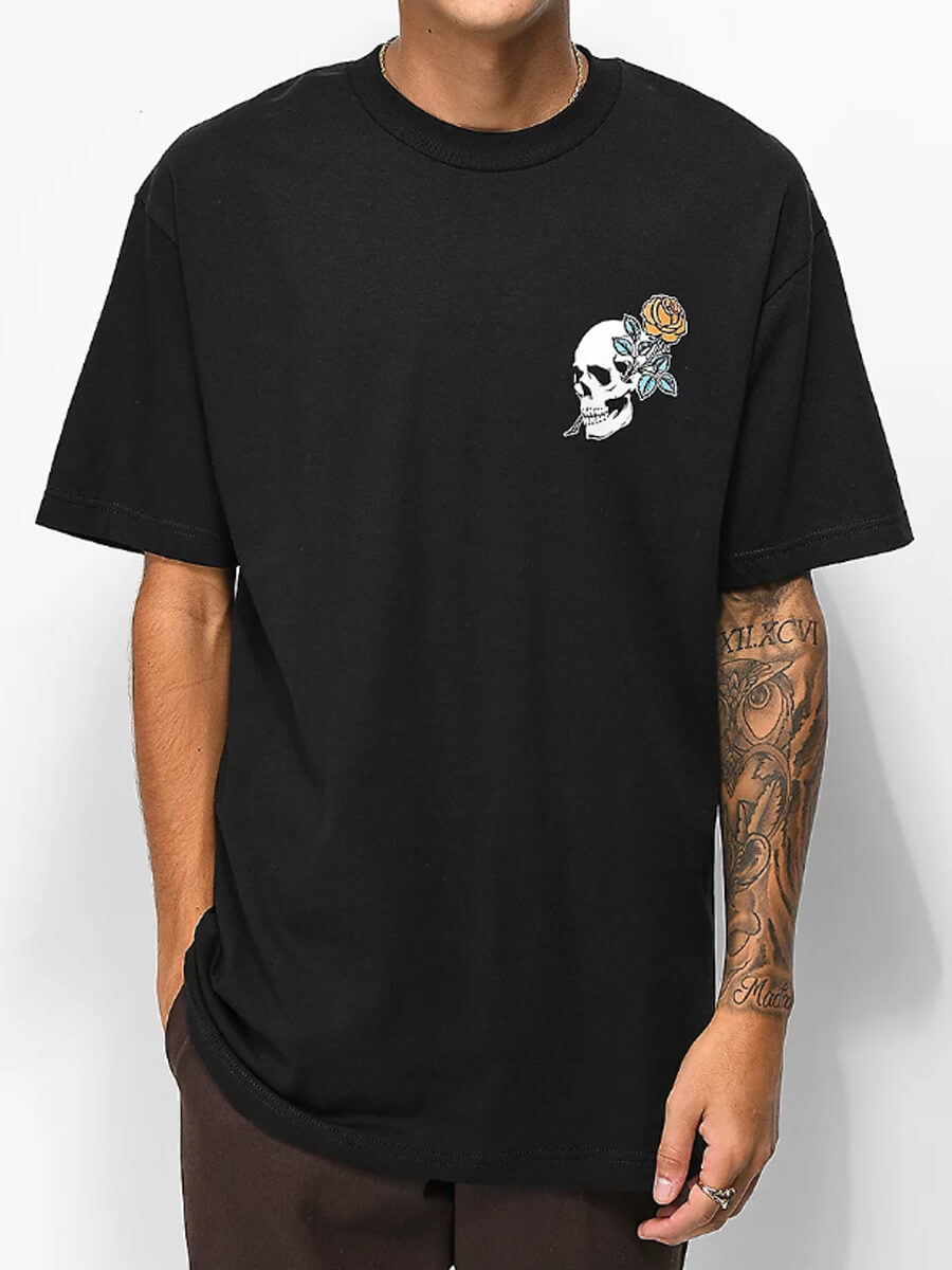 

Lovely Casual O Neck Skeleton Print Black Men T-shirt