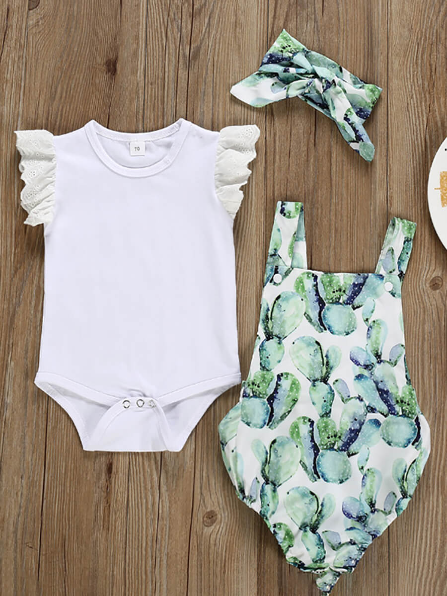 

Lovely Casual Flounce Design Floral Print White Girl Two Piece Shorts Set