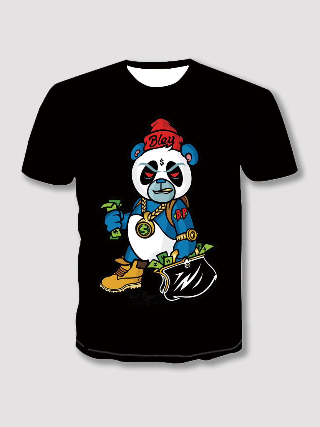

Lovely Boy Casual O Neck Cartoon Print Black T-shirt