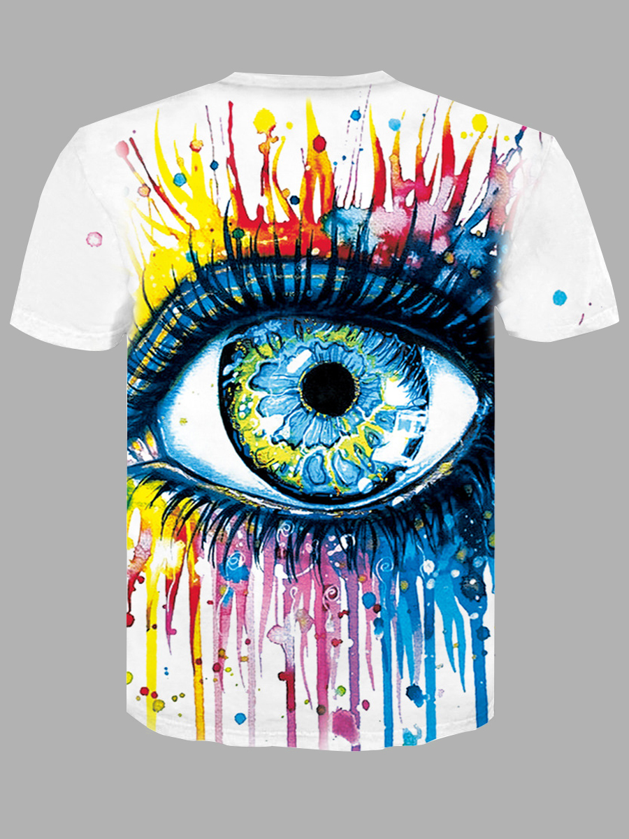 Lovely Men Casual O Neck Eye Print Multicolor T-shirt