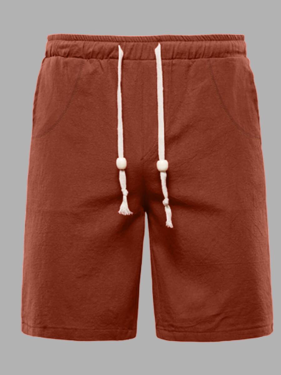 

Lovely Men Casual Mid Waist Drawstring Red Shorts