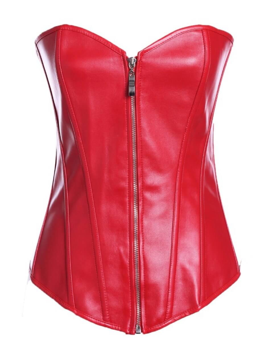 

Lovely Sexy Bandage Zipper Design Red Corset