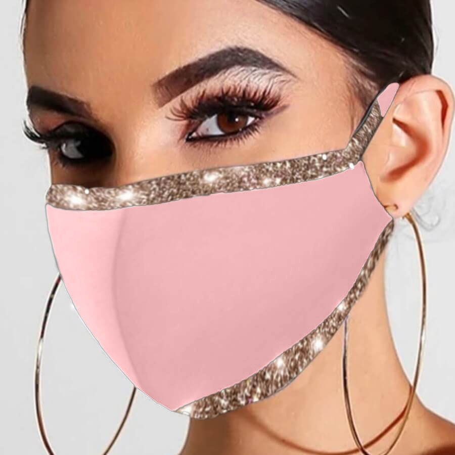 

LW COTTON Chic Sequined Patchwork Pink Face Mask
