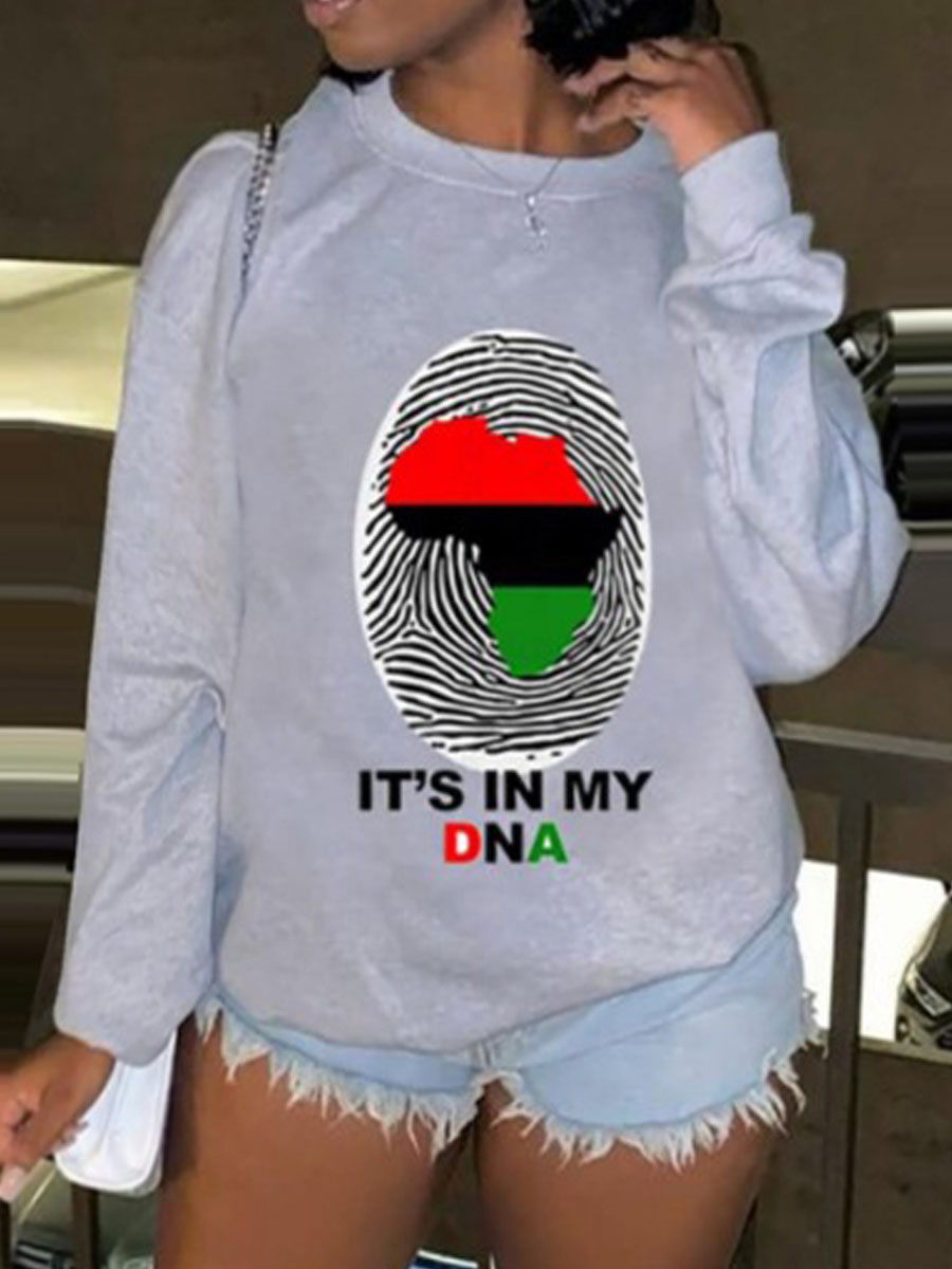 

Lovely Trendy Africa Letter Print Grey Hoodie