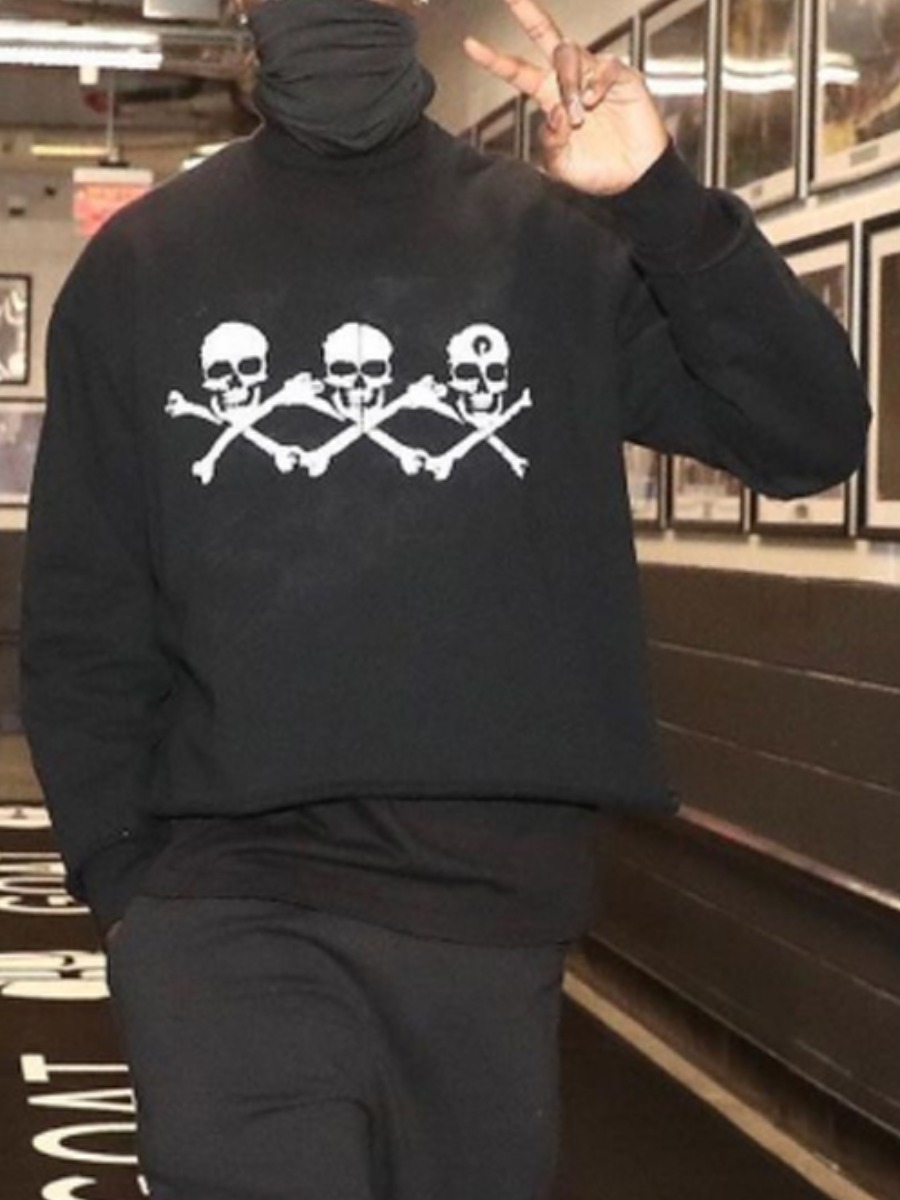 

Lovely Casual O Neck Skeleton Print Black Men Hoodie