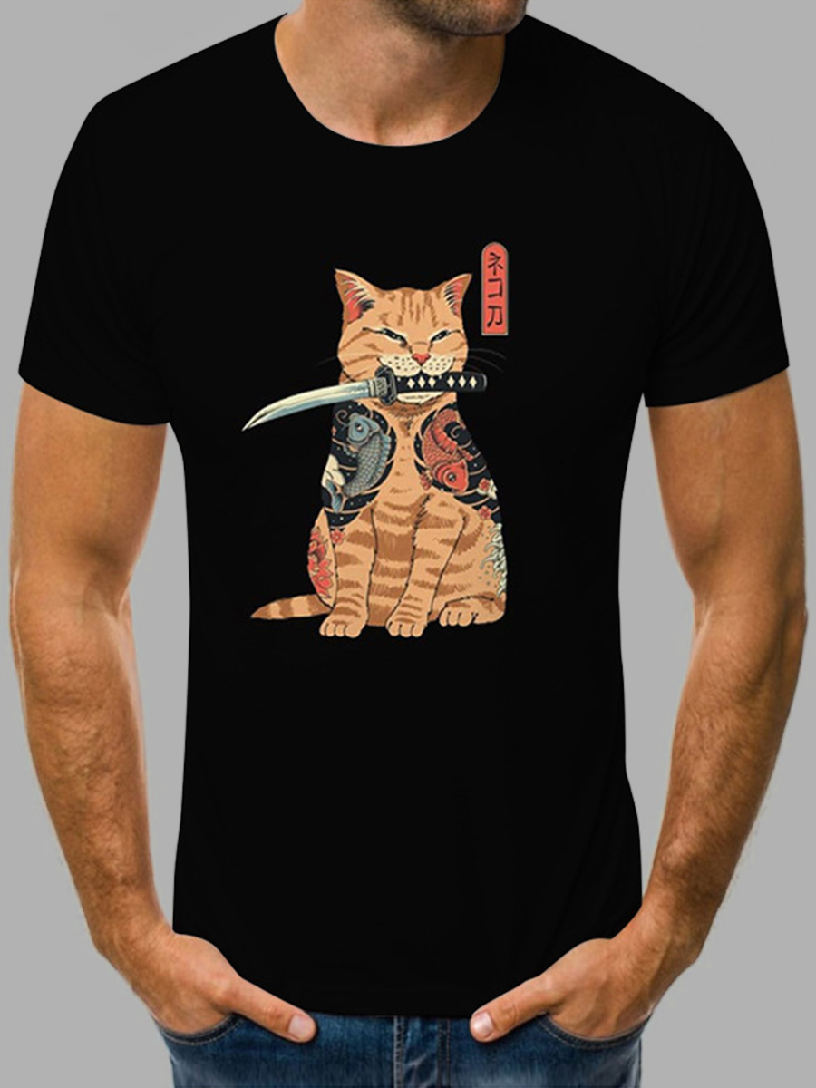 

Lovely Casual Cat Knife Black Men T-shirt