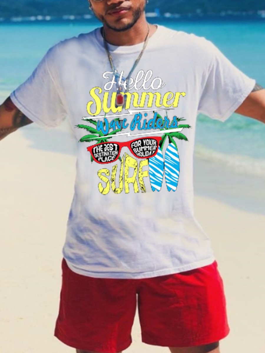 

Lovely Casual Letter Print Drawstring White Men Two Piece Shorts Set