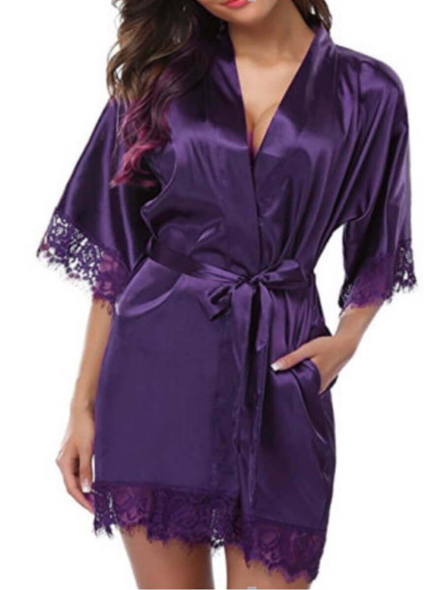 

Lovely Sexy Cross-over Lace-up Purple Babydoll