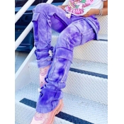 Lovely Chic Gradient Pocket Design Purple Pants