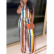 LW Sweet Backless Striped Multicolor One-piece Jum