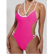 Lovely Casual Bandage Hollow-out Design Rose Red O