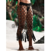 Lovely Sexy Hollow-out Tassel Pearl Design Black C