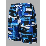 Lovely Men Casual Mid Waist Graffiti Print Drawstr