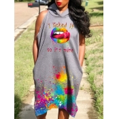 LW Splash-ink Lip Print Sweat Dress