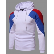 Lovely Men Street Hooded Collar Skeleton Print Blu