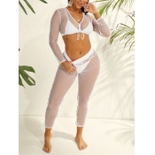 Lovely Casual Bandage Hollow-out Design White Cove
