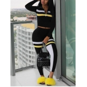 LW Sportswear Turndown Collar Patchwork Black Two 