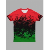 LW BASICS Men Casual O Neck Tie-dye Black T-shirt