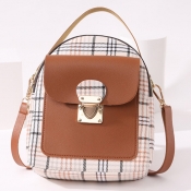 LW Casual Plaid Print Patchwork Metal Accessories 